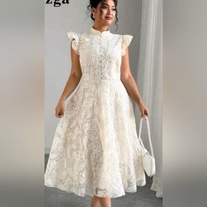 Elegant Cream Lace Dress